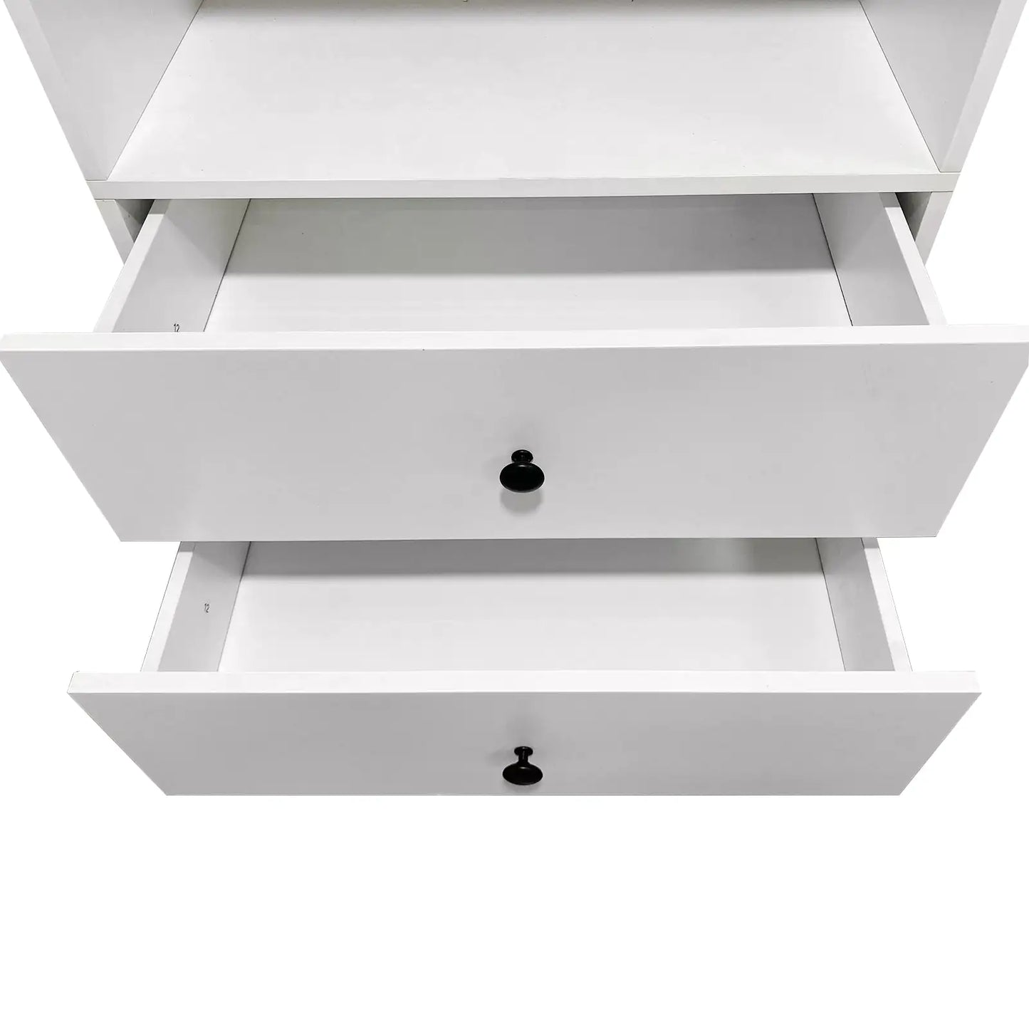 Bathroom white organizer shelves