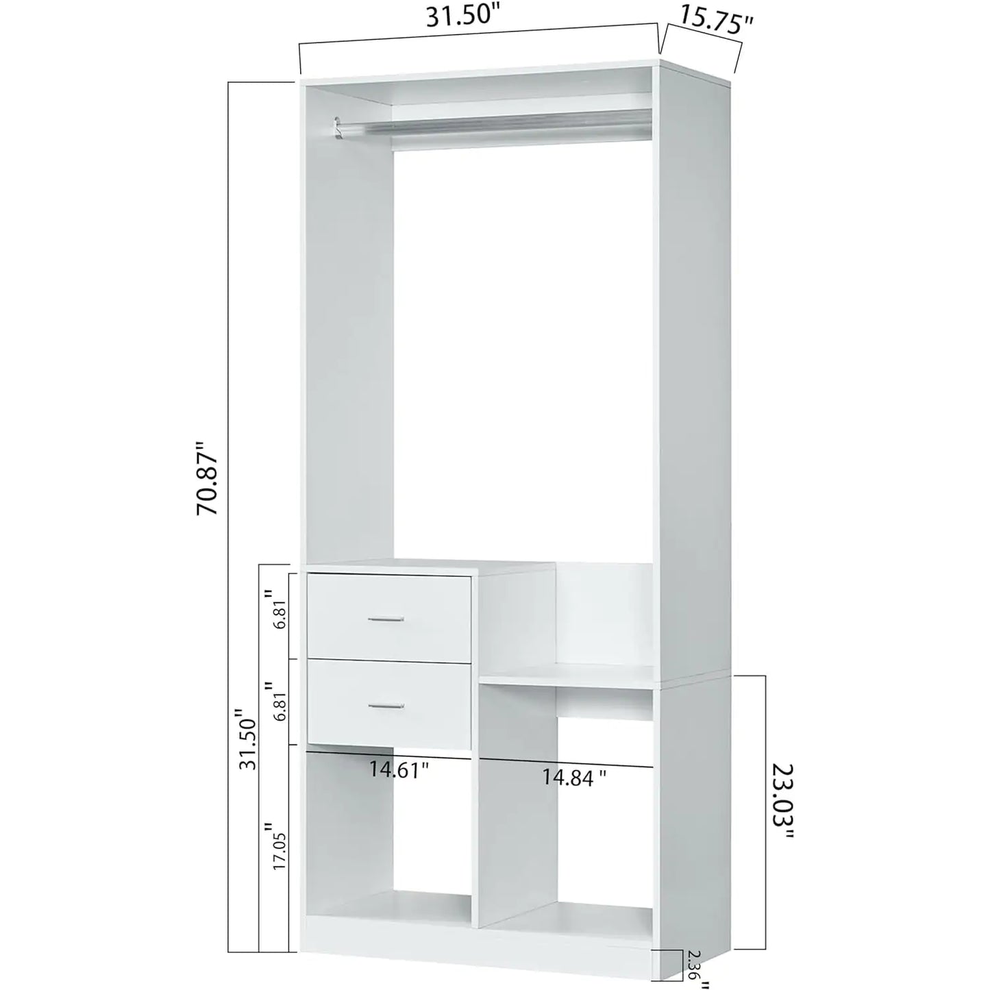 Freestanding Closet System with Drawers