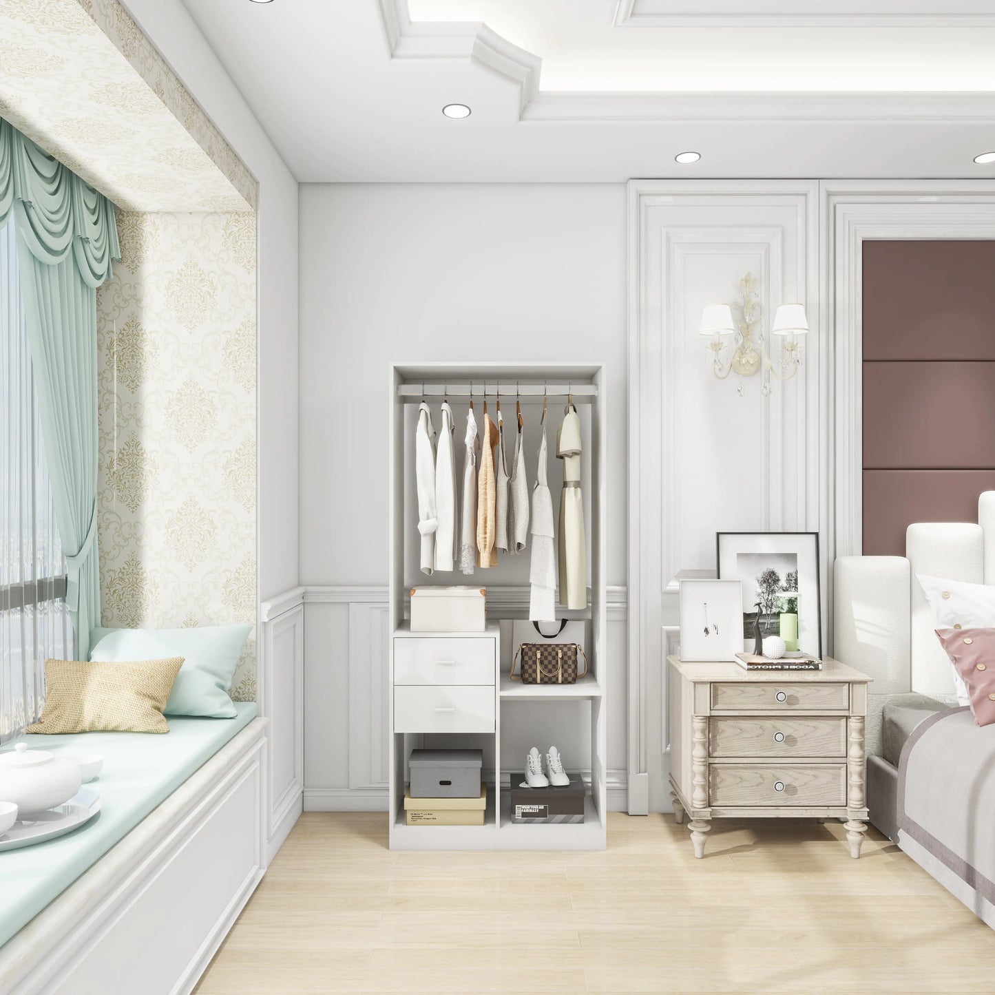 Freestanding Closet System with Drawers