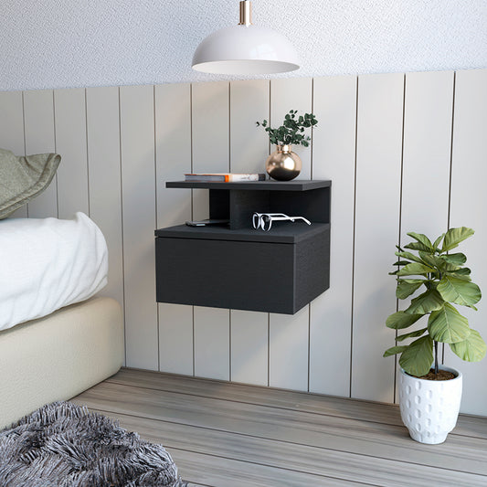 Black floating nightstand