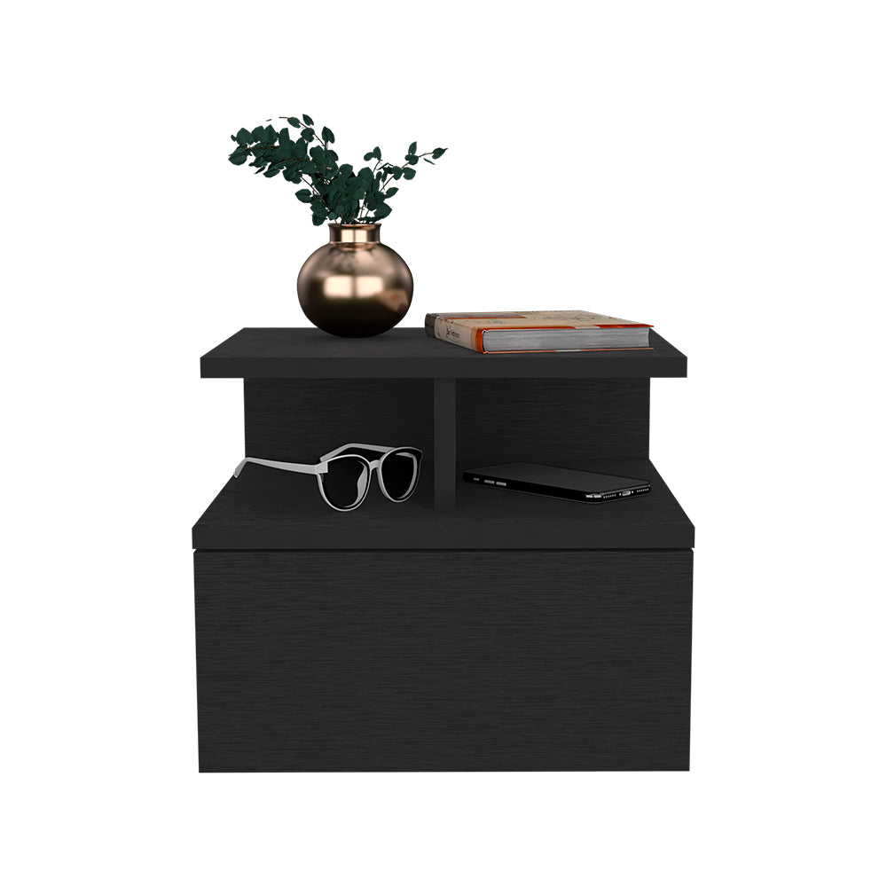 Black floating nightstand