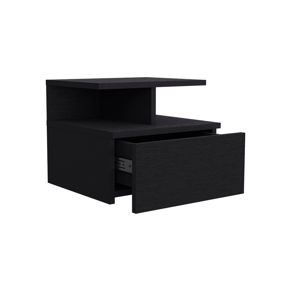 Black floating nightstand