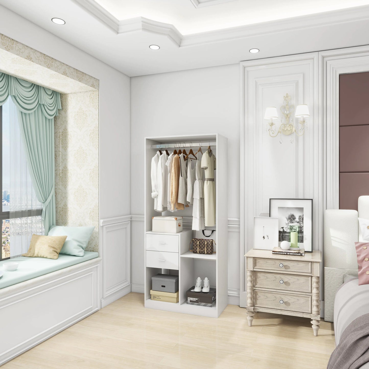 Freestanding Closet System with Drawers